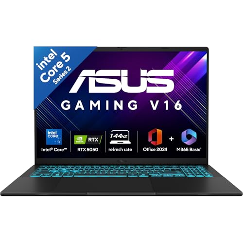 ASUS Gaming V16 (2026),Intel Core 5 210H (i5-14th Gen),RTX 5050-8GB,16GB RAM(Upgradeable),512GB SSD,FHD+,16"(40 cm),144Hz,Win 11,M365 Basic(1Y),Office 24,Black,1.95 Kg,V3607VH-TK154WS,Gaming Laptop