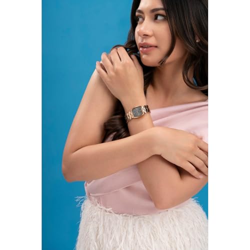 Fastrack Vyb Showstopper with Quartz Analog Grey Dial Rose Gold Alloy Strap Watch for Girls - FV60112WM02W