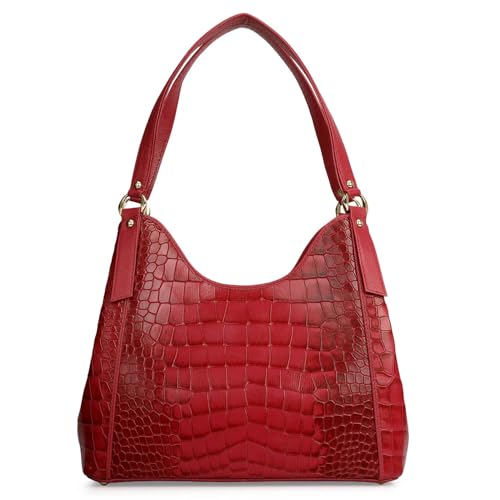 Da Milano Leather Shoulder Bag for Women - Purple (01208M-OL)