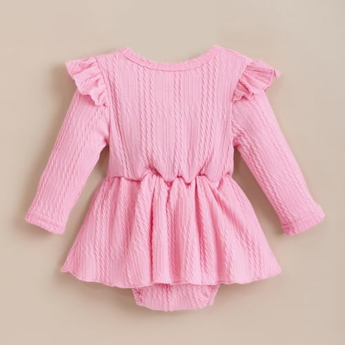 Hopscotch Girls Full Sleeves Pink Floral Applique Bodysuit For Ages (9-12 Months)