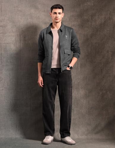 U.S. Polo Assn. Denim Co. Men's Heathered Black & Gold Jacket (UDJCK004A_Antra Melange_2XL)