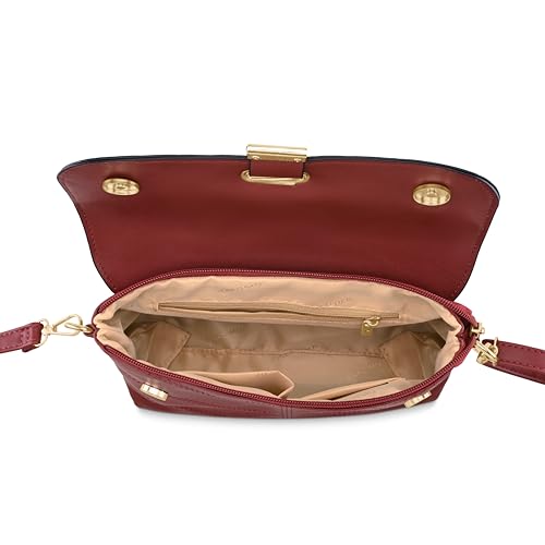 Fastrack Solid Structured Sling Bag for Women, Girls and Ladies |with Top Zipper and Detachable Strap