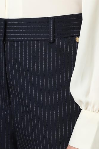 Van Heusen Women Navy Stripe Formal Regular Fit Trousers