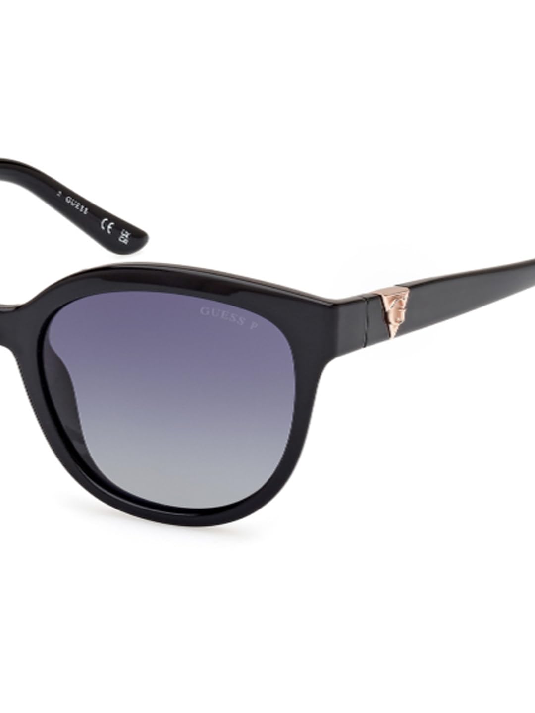 Guess sunglasses| 100% UV protected | Solid | Full Rim | Oval | Women | Medium | Shiny Black Polycarbonate Frame | Solid Smoke Lens