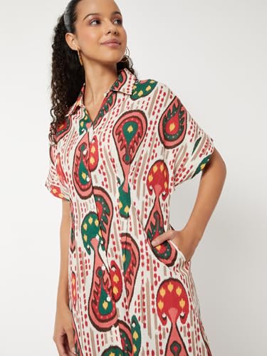 Max Women's Polyester A-Line Below The Knee Dress (IS510004_Multi