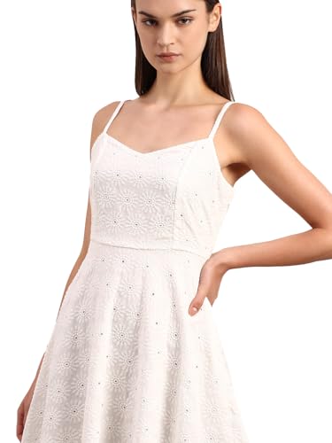 VERO MODA Women's Fit and Flare White Dress