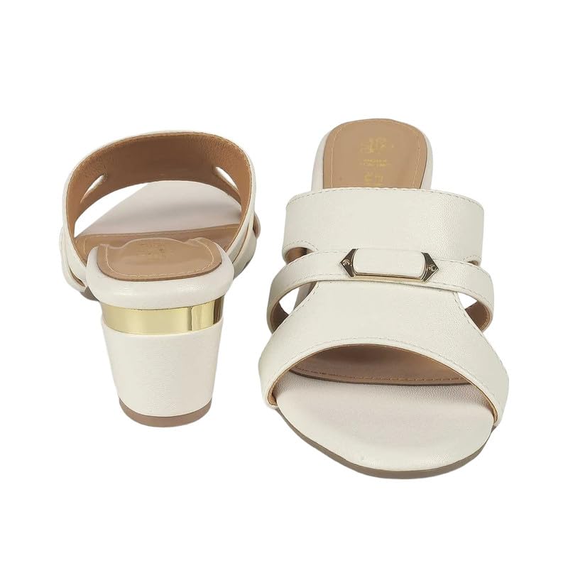 tresmode Slick Women's White Dress Block Heel Sandals in Size 8 UK / 41 EU