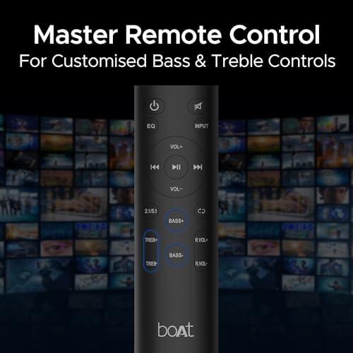 boAt Aavante Bar Azure Pro, 550 W Sound, 5.1CH with Wireless Rear Satellite Speakers, EQ Modes, BTv5.4,Multiple Ports, Master Remote, Bluetooth Sound Bar, Home Theatre Soundbar Speaker (Premium Black)