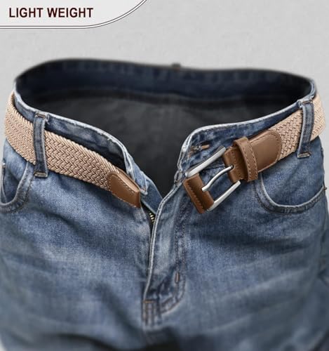 ZORO UNITED Woven Fabrict Stretchable Braided Belt for Men & Women, Beige