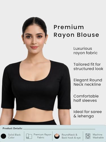 Thevasa Women's Halo Curve Blouse (Black, 42)