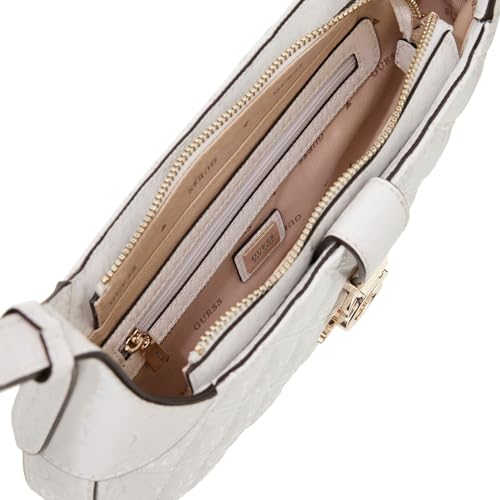 Guess Women's White Solid Crossbody Bag| Ladies Purse Handbags | Gift For Ladies
