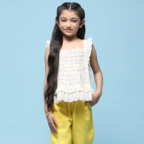 BIBA Girls Solid Tired Kid(KWSAMARKAND5735_White_9)