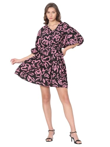 Vero Moda Women's Polyester Fit and Flare Above The Knee Dress (10320333-Jet Black_Jet