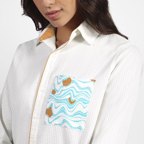 Skechers Women Oversized Printed Shirt White Top