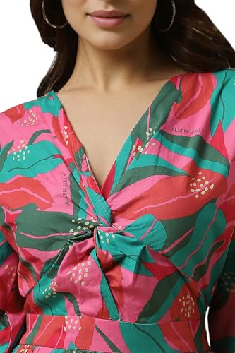 Allen Solly Women's Cotton Modern Knee-Length Dress (AHDRCRGFQ67749_Pink