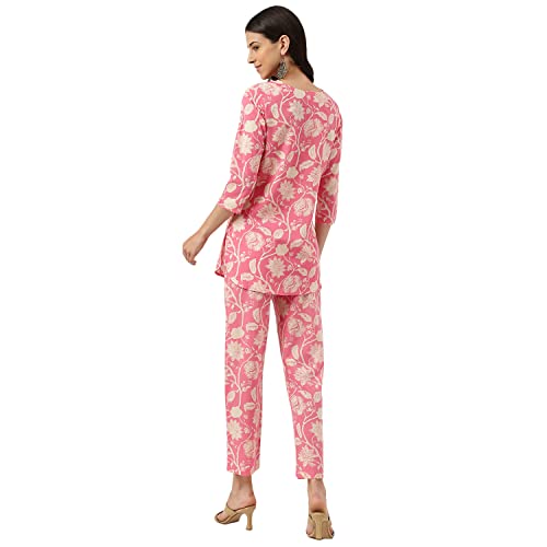 Divena Pink Printed Loungewear/Nightwear(DK0259-XL)