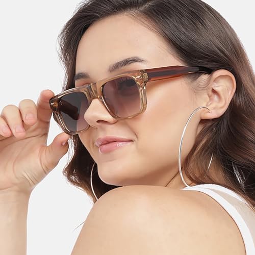 Carlton London Brown Toned with Polycarbonate UV Protected Lens Rectangle Sunglass for women
