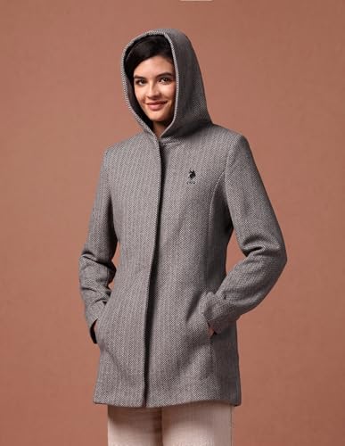 U.S. POLO ASSN. Herringbone Hooded Jacket (UWAW24JCK167_Black_XL)