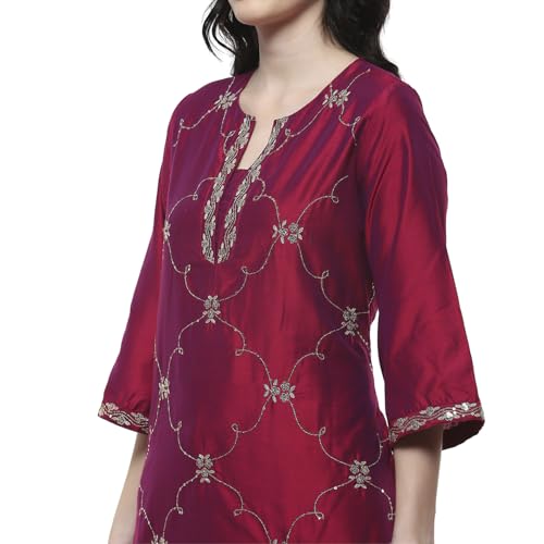 Rangriti Women's Viscose Blend Kurta Set (FSGLM22181SS25PUR_Purple