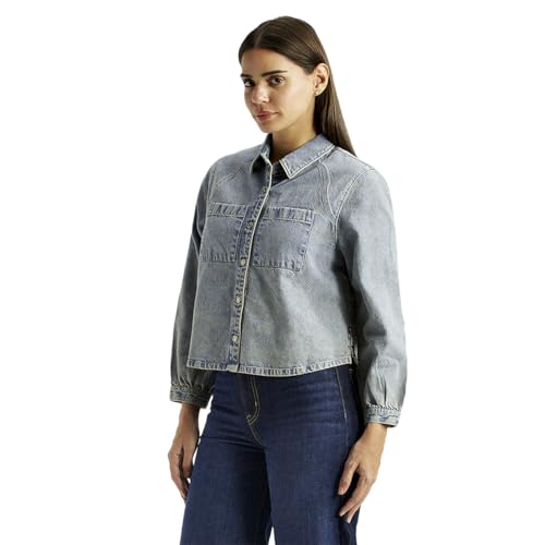 Levi's Women's Solid Light-Blue Relaxed Fit Shirt