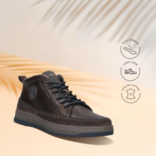 bugatti Exeter Dark Grey Premium Leather Comfort Hightop Sneakers