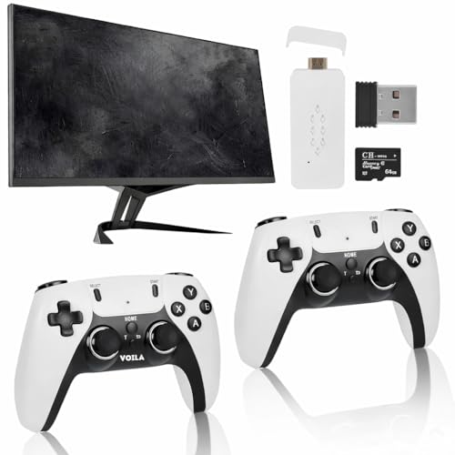 VOILA M22 v2.5 Retro Gaming Console 64GB – Plug & Play HDMI TV Stick with 30,000+ Classic Video Games, Dual Wireless Controllers, 1080P HD Output – Compatible with TV & Monitor – CE, ROHS & BIS Certified