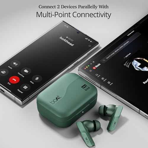 boAt Airdopes 800 HiDef, Hi-Res Audio LDAC, 4Mic ENx, App Support, ASAP Charge, IPX5, Low Latency, Dual Pairing, BTv5.3, Bluetooth TWS in Ear Earbuds Wireless Earphones (Emerald Green)