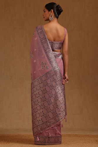 Soch Womens Lavender Chanderi Zari Woven Designs Saree