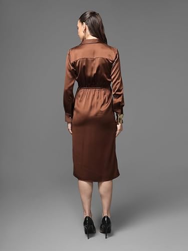 Kazo Angela Midi Dress (Brown_XS)