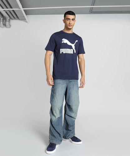 Puma Men's Printed Regular Fit T-Shirt (686552_Navy