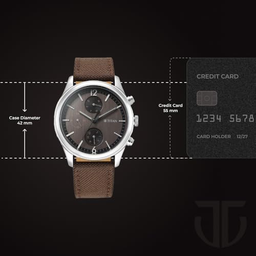 Titan Wrist with Quartz Multifunction Brown Dial Brown Leather Strap Watch for Men - NT1805SL12