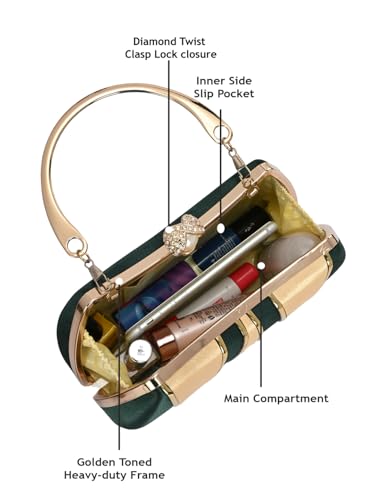 TOOBA Women's Green Handicraft Beautiful Bling Box Clutch Bag for Wedding, Gifts Friends & Family