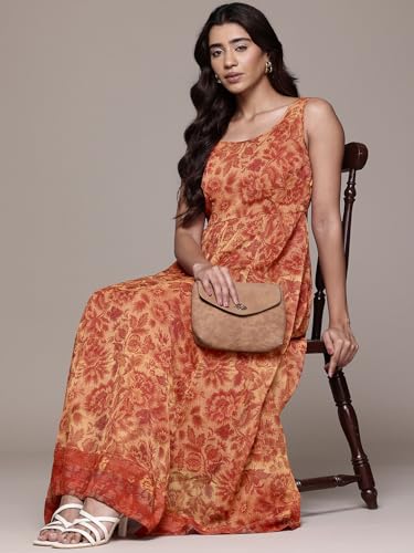 Aarke Ritu Kumar Rust Lavish Loom Sleevless Long Dress