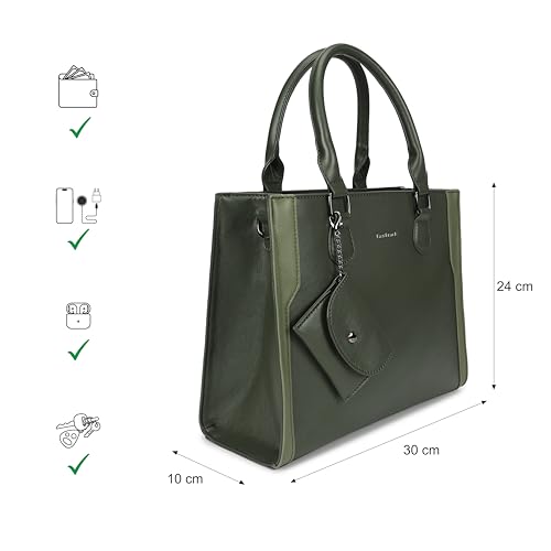Fastrack Sage Edge Satchel | Faux-Leather Women's Handbag | Dual Carry with Detachable Strap | Structured Tote with Envelope Charm