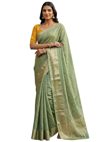 AKHILAM Women's Light Green Viscose Leheriya Printed Saree With Unstitched Blouse Piece (PINK5006_AI)