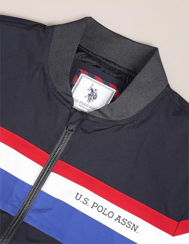 Horizontal Stripe Bomber Jacket