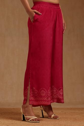 Soch Womens Fuchsia Crepe Chevrons Co-Ords Set