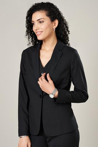 Annabelle by Pantaloons Women's Classic Regular Blazer (110157315004_Black