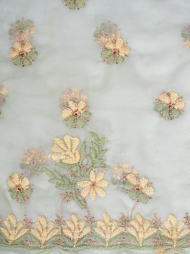 Ada Hand Embroidered Lucknowi Chikankari Unstitched Georgette Dress Material Suit Piece with Dupatta for Women 01A896014 Pista Green