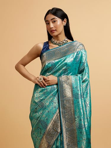 MOHEY Women's Green Art Silk Zari Weave Saree (Green)