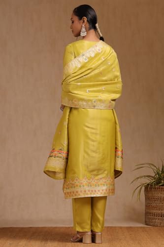 Soch Women's Chanderi Chudidar Set (EWA5CD22065_Light Green