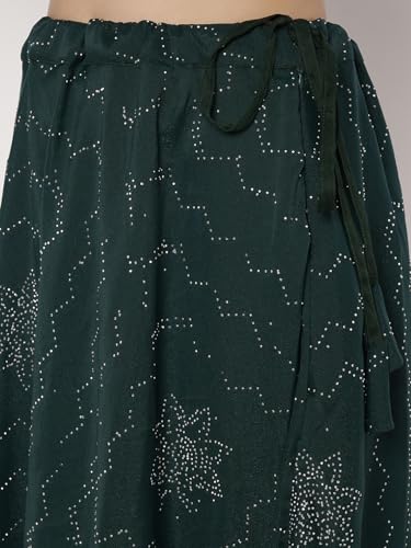 studio rasa Women's Silk Blend Embellished Bias Skirt for Wedding Festive Party (SKTC72517S_Green_Small)