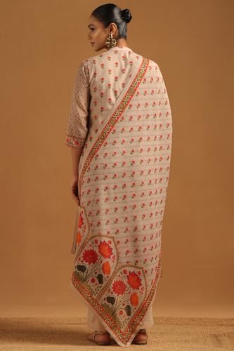 Soch Womens Beige Mul Chanderi Floral Salwar Suit With Hand Embroidery and Bead Details