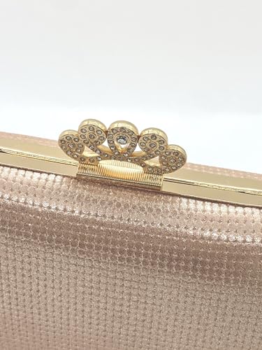 Mastyle® Glitter Clutch Handbag For Women With Crown Design Lock And Compact