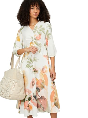 Max Women's Cotton A-Line Midi Casual Dress (AG54008B_Multi Multicolour