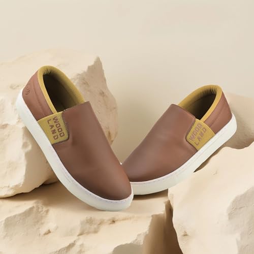 Woodland Men's Tan PU Sneakers-8 UK (42EURO) (SNK 6070023)