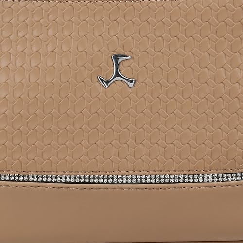 Mochi Women Beige Faux Leather Handbag with Spacious Compartments (66-560)