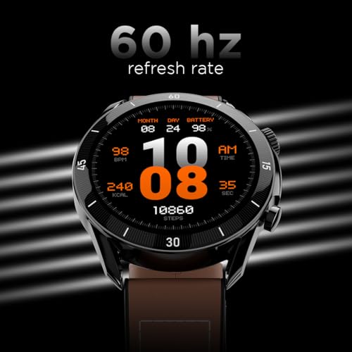 Fire-Boltt Legacy Luxury Round Smart Watch 1.43″ Super AMOLED, Bluetooth Calling, Wireless Charging, Voice Assistant, SPO₂ & Heart Rate Monitor, 110+ Sports Modes, Smart Watch for Men & Women - Brown
