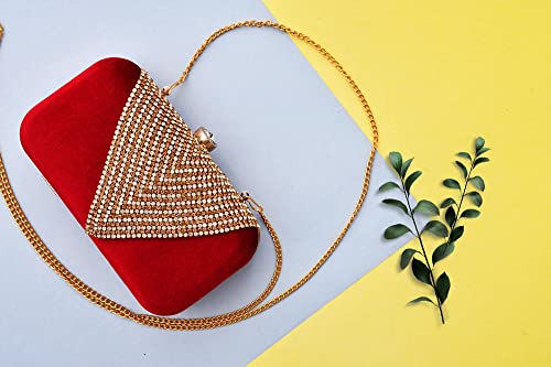 For The Beautiful You Red Embroidered Women's Clutch (410)