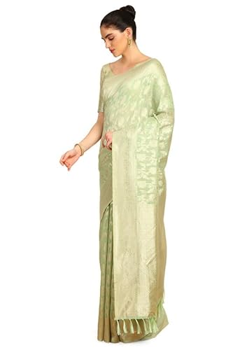 Soch Womens Sap Green Floral Jacquard Weave Tussar Saree